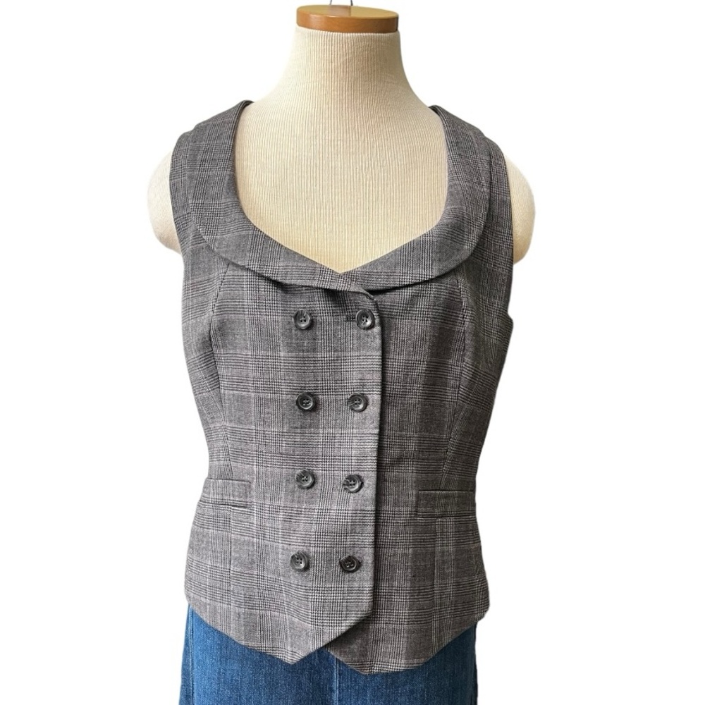 Ted Baker Wool Blend Waistcoat Double-Breasted Vest, Gray, size 4